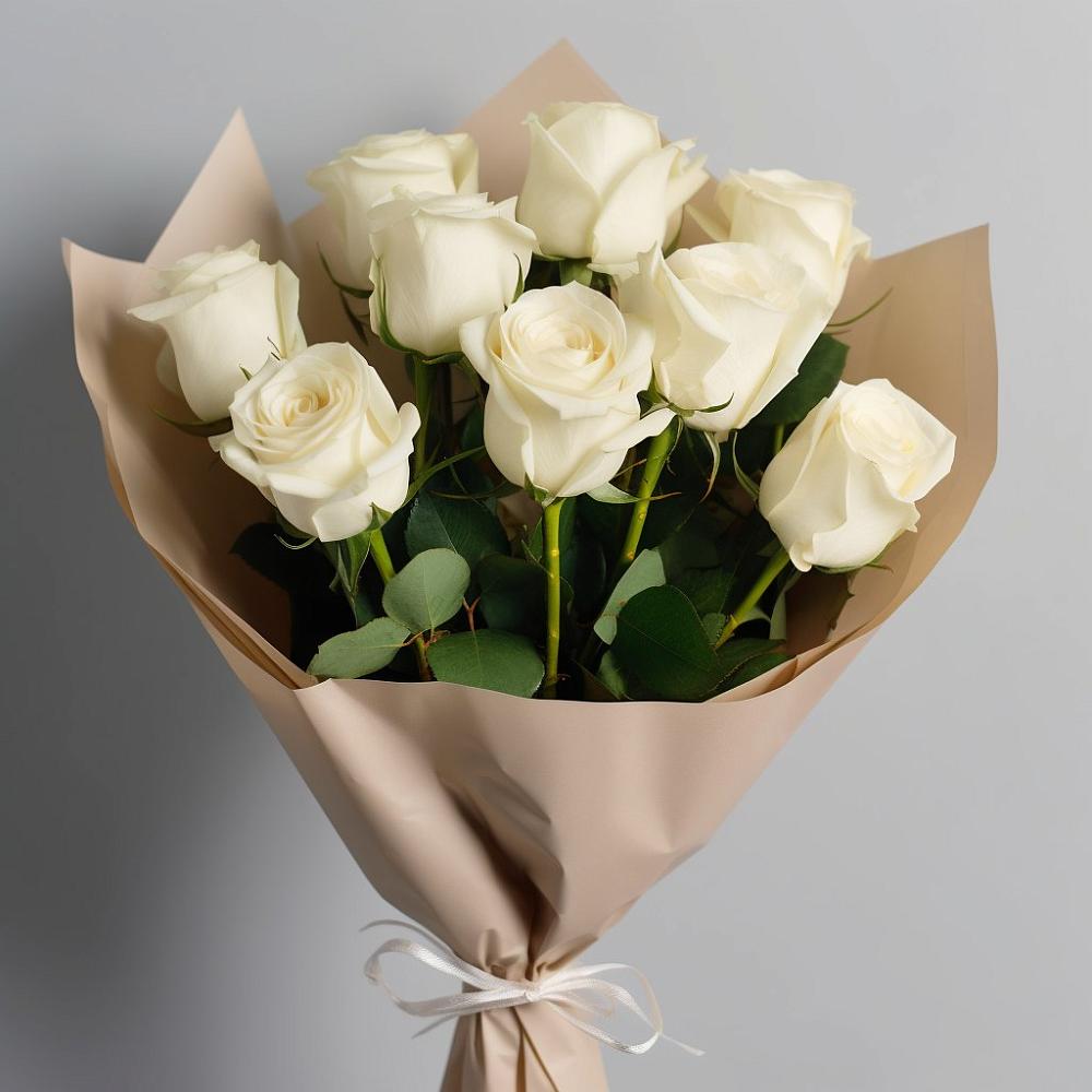 Букет 9 Белых роз Эдлесс Лав в Унъюган