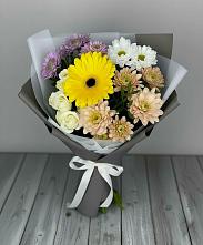 Букет цветов из:  Розы, Герберы и Хризантемы #REPLACE_PRED# Унъюган