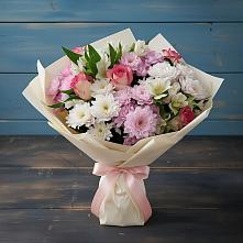 Букет цветов из:  Хризантемы, Альстромерии и Розы в Унъюган