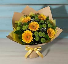 Букет цветов из:  Герберы и Хризантемы в Унъюган