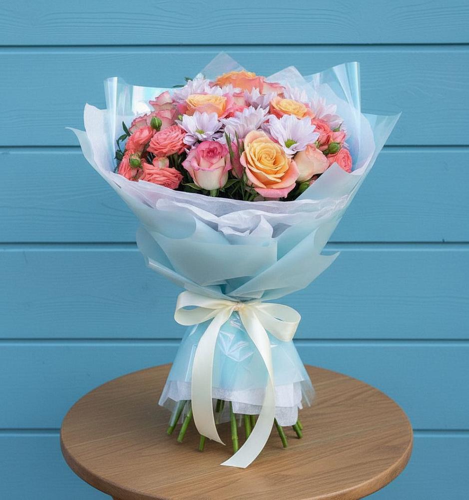 Букет цветов из: Хризантемы и Розы в Унъюган