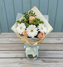 Букет цветов из:  Герберы, Розы и Хризантемы в Унъюган